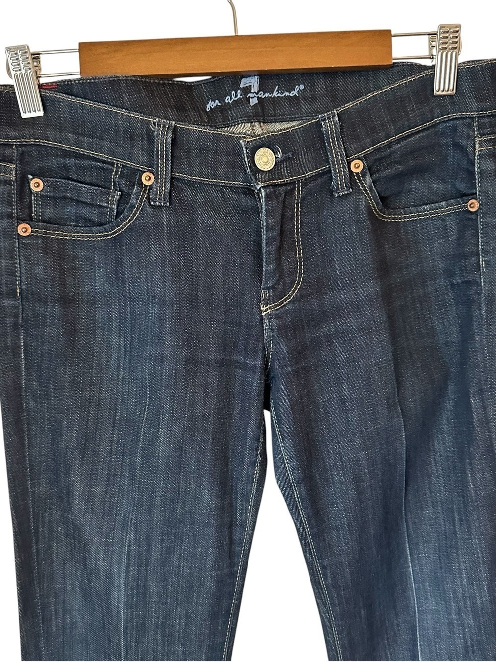 7 For All Mankind Jeans Size 26 Straight Leg Dark Wash Denim Women - Picture 4 of 9